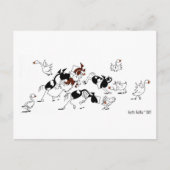 可愛いワイルドガチョウ追いかけ馬漫画はがき ポストカード (正面)