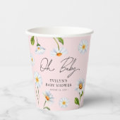 可愛いワイルドデイジーオ赤ちゃん女の子ベイビーシャワー 紙コップ (正面)