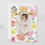 可愛いワイルドフラワーとビー赤ちゃんシャワーサンキューカード サンキューカード (裏面)