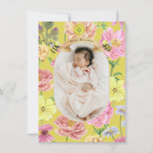 可愛いワイルドフラワーとビー赤ちゃんシャワーサンキューカード サンキューカード (裏面)