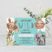 可愛いワイルドブルージャングルを手に入れよう1回目の誕生日パーティー 招待状 (スタンド正面)