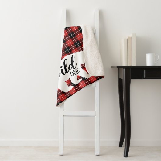 可愛いワイルドワンカントリーベアプレイドフランネルパターン シェルパブランケット (インサイチュ)