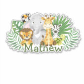 可愛いワイルドワンサファリジャングルウッドランド動物 シール (正面)