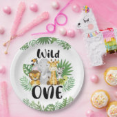 可愛いワイルドワンサファリ動物1歳の誕生日 ペーパープレート (パーティー)