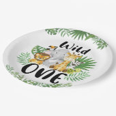 可愛いワイルドワンサファリ動物1歳の誕生日 ペーパープレート (アングル)