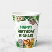可愛いワイルドワンジャングルサファリアニマルファースト誕生日 紙コップ (裏面)
