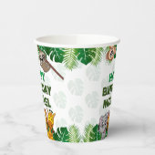 可愛いワイルドワンジャングルサファリアニマルファースト誕生日 紙コップ (左)