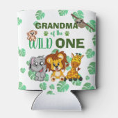 可愛いワイルドワンジャングルサファリ動物園おばあちゃん 缶クーラー (裏面)