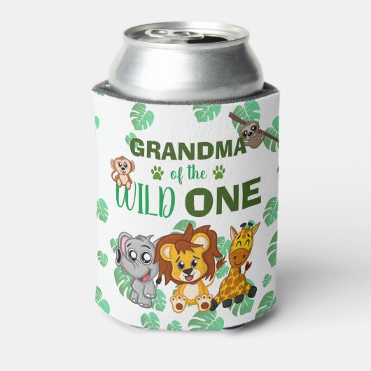 可愛いワイルドワンジャングルサファリ動物園おばあちゃん 缶クーラー (缶裏面)