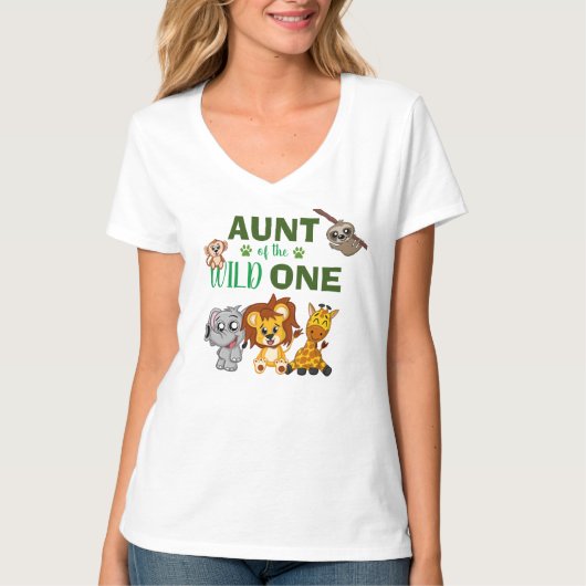 可愛いワイルドワンジャングルサファリ動物園の動物叔母 Tシャツ (正面)