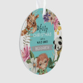 可愛いワイルドワンブルージャングルキッズクリスマス オーナメント (正面)