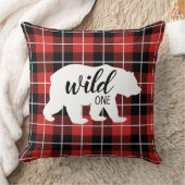 可愛いワイルドワンベアフランネルプレイドパターン クッション (ブランケット)