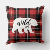 可愛いワイルドワンベアフランネルプレイドパターン クッション (裏面)