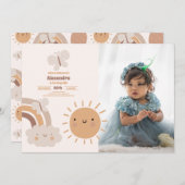 可愛いワイルド&オンダーフル1歳の誕生日の写真 招待状 (正面/裏面)