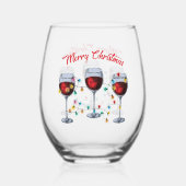 可愛いワイン好き/メリークリスマス ステムなしワイングラス (正面)