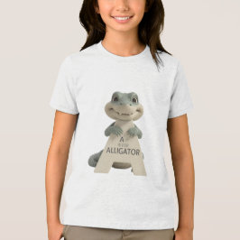 可愛いワニのアルファベットAのキッズTシャツ | アニマルアルファベット トライブレンドＴシャツ