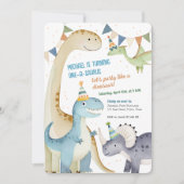 可愛いワンサウルスボーイ1stダイノミテパーティー 招待状 (正面)