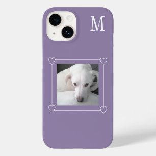 可愛いワンフォトドッグ独身のイニシャル紫 Case-Mate iPhone 14ケース