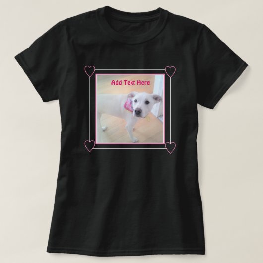 可愛いワンフォトピンク甘い子犬 Tシャツ (デザイン正面)