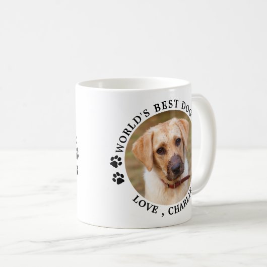 可愛いワールドの最高の犬の母の手がペットの写真をプリント コーヒーマグカップ (正面右)