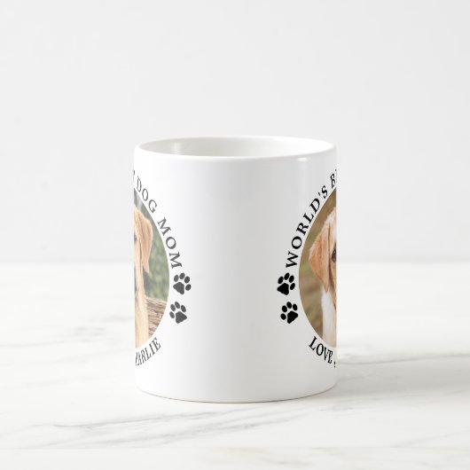 可愛いワールドの最高の犬の母の手がペットの写真をプリント コーヒーマグカップ (中央)