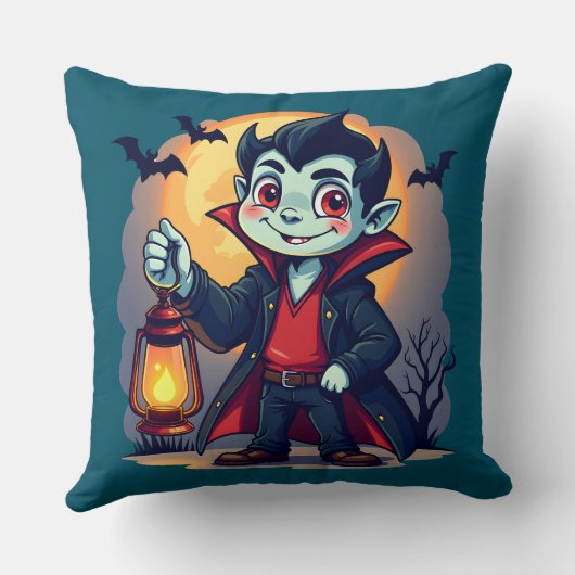 可愛いヴァンパイアランタンかわいいハロウィーン クッション (裏面)