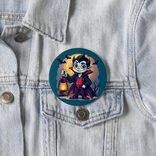 可愛いヴァンパイアランタンかわいいハロウィーン 缶バッジ (インサイチュ)