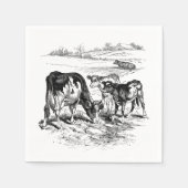 可愛いヴィンテージの国の牛のパーティー スタンダードカクテルナプキン (正面)