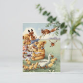 可愛いヴィンテージの森の動物のはがき ポストカード (スタンド正面)