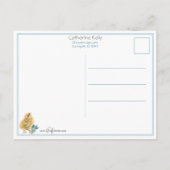 可愛いヴィンテージの雛、花と復活祭の挨拶 ポストカード (裏面)