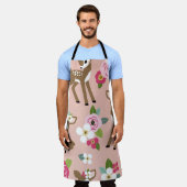 可愛いヴィンテージを着たシームレスなヴィンテージパターン エプロン (着用した状態)