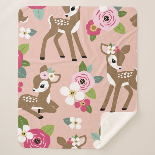 可愛いヴィンテージを着たシームレスなヴィンテージパターン シェルパブランケット (正面)