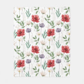 可愛いヴィンテージインスパイアの花柄 フリースブランケット (正面)