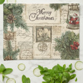 可愛いヴィンテージインスパイアクリスマスのキッチンタオル キッチンタオル (折り畳み)