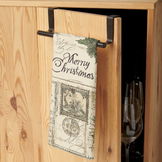 可愛いヴィンテージインスパイアクリスマスのキッチンタオル キッチンタオル (三つ折り)