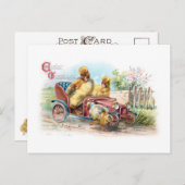 可愛いヴィンテージイースターダックスinロードスター ポストカード (正面/裏面)