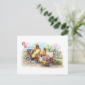 可愛いヴィンテージイースターダックスinロードスター ポストカード (スタンド正面)