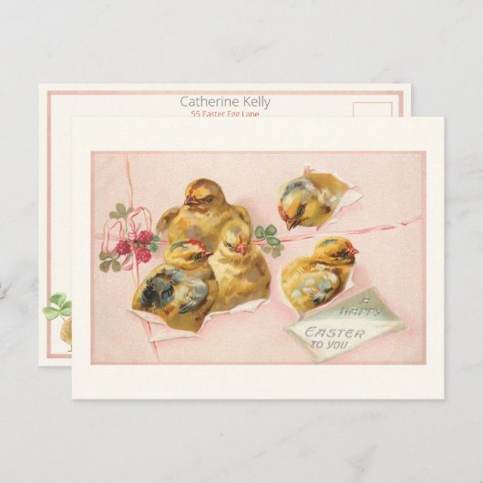 可愛いヴィンテージイースターチックスのパッケージ ポストカード (正面/裏面)