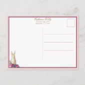 可愛いヴィンテージイースターバニーとバスケットとヴィオレット ポストカード (裏面)