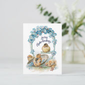 可愛いヴィンテージイースター忘れチックス&ブルーメノー シーズンポストカード (スタンド正面)