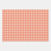 可愛いヴィンテージオレンジのギンガムプレイドパターン ラッピングペーパーシート (正面)