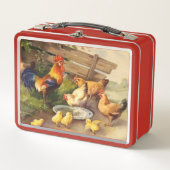 可愛いヴィンテージカントリーロースターレシピボックス メタルランチボックス (正面)