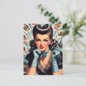 可愛いヴィンテージカードがピン留め ポストカード (スタンド正面)