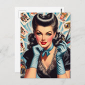 可愛いヴィンテージカードがピン留め ポストカード (正面/裏面)