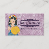 可愛いヴィンテージガール編み物の毛糸玉 名刺 (正面)