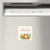 可愛いヴィンテージキツネレトロクリスマスサンキュートサンキュー マグネット (インサイチュ (食洗機))