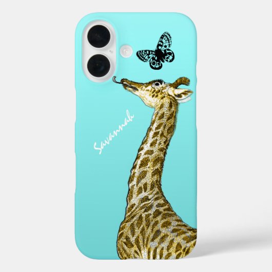 可愛いヴィンテージキリン蝶を舐めるアクア Case-Mate iPhoneケース (裏面)