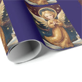 可愛いヴィンテージクリスマスエンジェルカスタムメッセージ ラッピングペーパー (ロールコーナー)