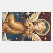 可愛いヴィンテージクリスマスエンジェルカスタムメッセージ 長方形シール (正面)