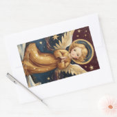 可愛いヴィンテージクリスマスエンジェルカスタムメッセージ 長方形シール (封筒)